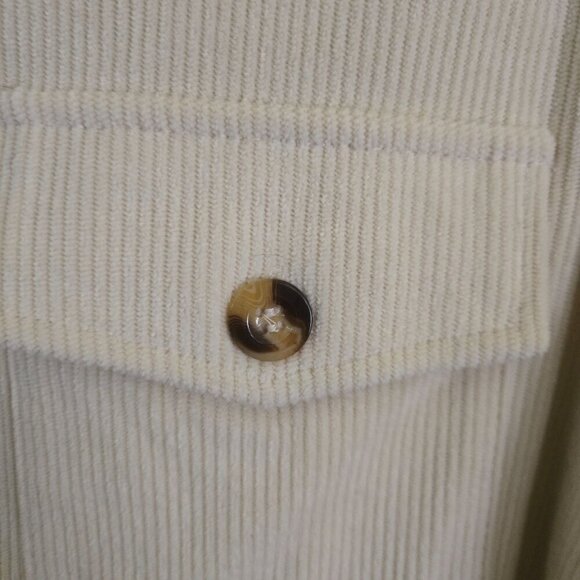 Neutral Beige Corduroy Shacket Dropped Shoulder Balloon Sleeves Size L - Picture 7 of 9